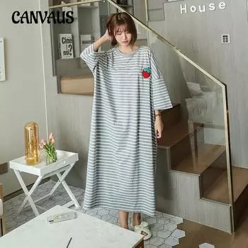 Летняя ночная рубашка больших размеров, свободная длинная ночная рубашка, женская летняя домашняя одежда One Size