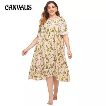 Летняя ночная рубашка большого размера, женская домашняя одежда, пижамы с принтом, кружевные домашние ночные рубашки с короткими рукавами