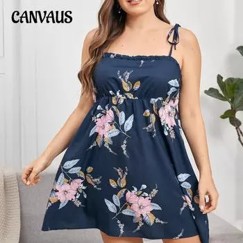 Летняя ночная рубашка большого размера, женская домашняя одежда, ночные рубашки с принтом, платья с лямкой на бретельках спереди, миди, плиссированная короткая юбка XL