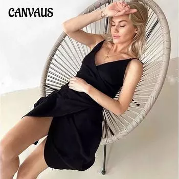 Летняя ночная рубашка на бретельках из хлопка, женская домашняя одежда, французская сексуальная пижама, ежемесячная одежда S чёрный