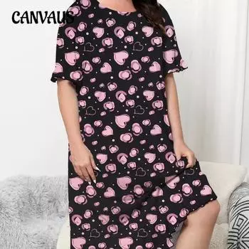 Летняя ночная рубашка, женское платье больших размеров, повседневная домашняя одежда с короткими рукавами и принтом Love