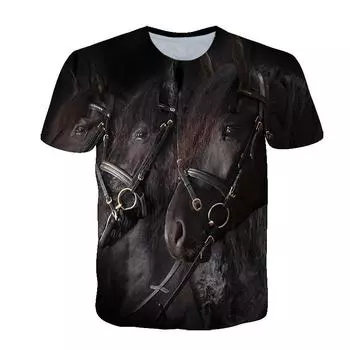 Летняя новая 3D футболка с рисунком коня для мужчин, модная футболка с изображением животных и лошадей, топ S