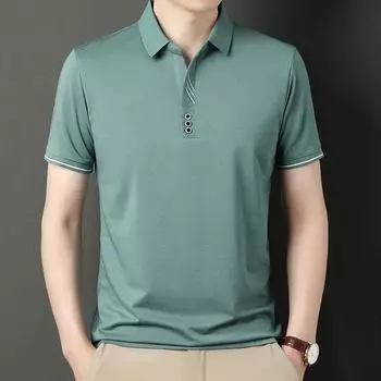 Летняя новая быстросохнущая мужская рубашка поло с коротким рукавом, мужская деловая повседневная однотонная рубашка поло с воротником-полурукавом M