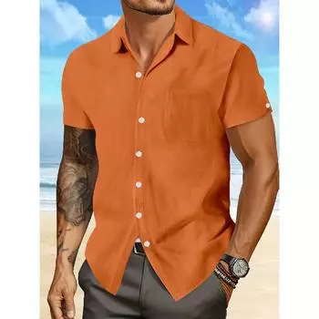 Летняя новая быстросохнущая рубашка поло с лацканами и карманом на пуговицах для мужчин, спортивная рубашка поло для фитнеса и повседневной работы, облегающая рубашка S оранжевый