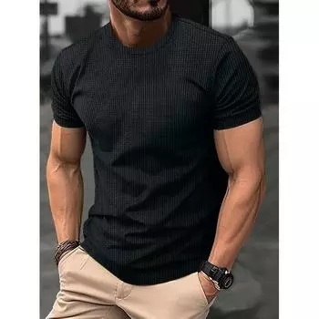 Летняя новая быстросохнущая рубашка поло с лацканами и карманом на пуговицах для мужчин, спортивная рубашка поло для фитнеса и повседневной работы, облегающая рубашка S чёрный