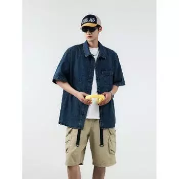 Летняя новая джинсовая куртка в китайском стиле в винтажном стиле для мужчин и женщин, свободный джинсовый топ с ретро-пуговицей M синий