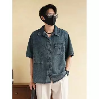 Летняя новая джинсовая куртка в китайском стиле в винтажном стиле для мужчин и женщин, свободный джинсовый топ с ретро-пуговицей M синий