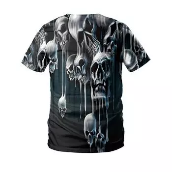Летняя новая европейская и n футболка с короткими рукавами, трендовая мужская футболка с черепом и 3D цифровой печатью XS