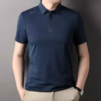 Летняя новая футболка с коротким рукавом, мужская модная однотонная рубашка поло с принтом и лацканами, свободная повседневная мужская одежда M
