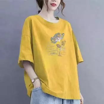 Летняя новая футболка с короткими рукавами из хлопка с рисунком из мультфильма, женская свободная футболка, топы XS