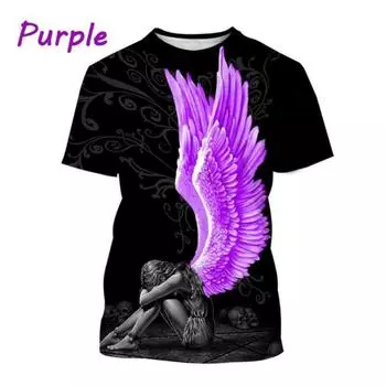 Летняя новая футболка с принтом Angel 3D, топ Fallen Angel, повседневная уличная футболка в стиле Харадзюку для мужчин и женщин S