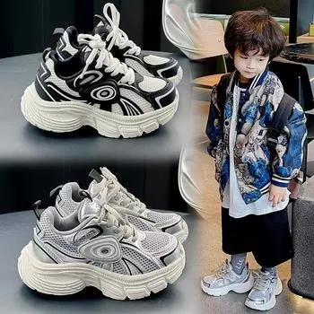 Летняя новая корейская детская дышащая спортивная обувь 27 yards inner length 16.9cm серебряный