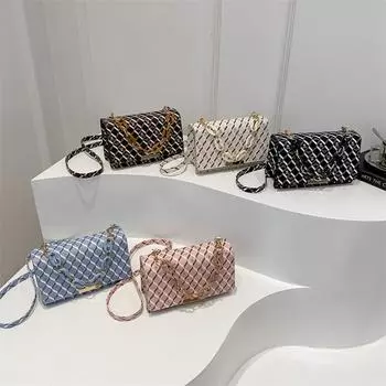 Летняя новая корейская мода в стиле ретро с принтом в клетку, маленькая квадратная сумка на цепочке через плечо, модная диагональная сумка через плечо