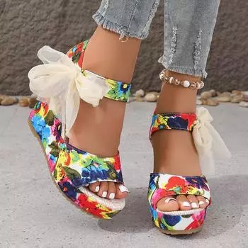 Летняя новая корейская версия женских босоножек на высоком каблуке со шнуровкой в форме рыбьего рта, большого размера, сандалии с толстой подошвой и одним иероглифом в виде кекса 35 красный