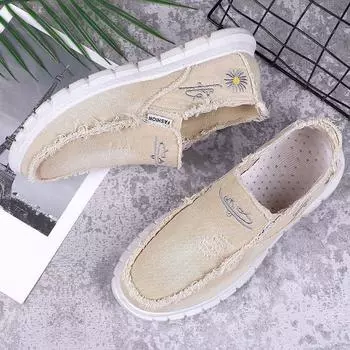 Летняя новая мода нищенская парусиновая обувь мужская дышащая повседневная старая пекинская тканевая обувь ленивая рабочая обувь с одной педалью 39