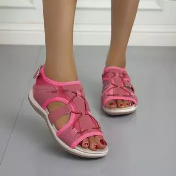 Летняя Новая Мода Женские Балетки Уличные Пляжные Сандалии Низкий Верх Круглый Носок Повседневные Спортивные Удобные Сандалии с Открытым Носком Рыбий Рот 35