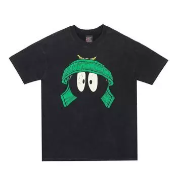 Летняя новая модная брендовая мужская одежда из чистого хлопка, американская ретро-стиранная старая футболка с рисунком для мужчин, свободная, с короткими рукавами, для женщин S чёрный
