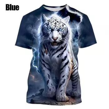 Летняя новая модная футболка с рисунком тигра 3D-одежда в стиле Харадзюку, уличная футболка All-match S