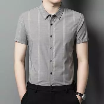 Летняя новая модная мягкая повседневная рубашка мужская вертикальная полосатая корейская повседневная рубашка 165/84A
