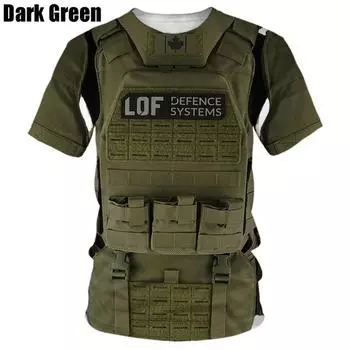 Летняя новая модная мужская пуленепробиваемая жилетка с принтом 3D футболка повседневная футболка с коротким рукавом и круглым вырезом забавные футболки S