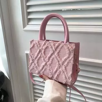 Летняя новая модная простая маленькая квадратная сумка в стиле ретро, повседневная сумка через плечо, популярная сумка для женщин one size розовый