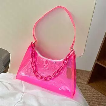 Летняя новая модная свежая желейная сумка, однотонная прозрачная женская сумка подмышками и плечами