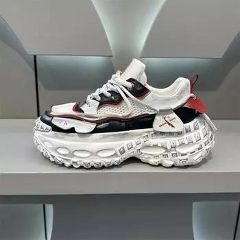 Летняя новая модная универсальная обувь на толстой подошве с усиленной дышащей сеткой легкая роскошная ретро повседневная модная мужская обувь (стандарт) 39