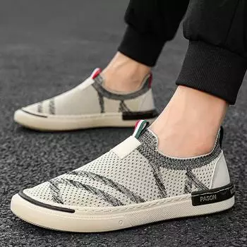 Летняя новая модная универсальная удобная плоская подошва для улицы, дышащая, повседневная, для ходьбы, мужская обувь 39 чёрный