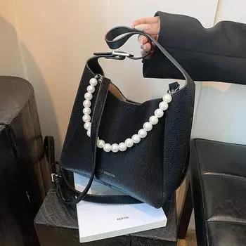 Летняя новая модная высококачественная мягкая кожаная сумка-ведро женская сумка через плечо жемчужная легкая роскошная сумка дизайн