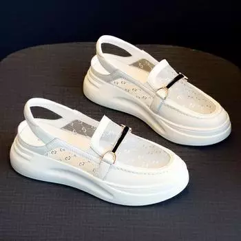 Летняя новая модная женская повседневная обувь для ходьбы с сеткой, дышащая, удобная, белая обувь 35 белый
