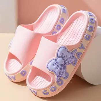 Летняя новая мультяшная мягкая подошва родительско-детская обувь верхняя одежда для дома и домашняя бытовая комнатная уличная классные тапочки женские нескользящие 25-26 [normal size] розовый