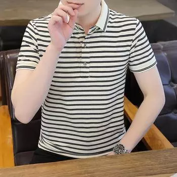 Летняя новая мужская футболка из чистого хлопка в деловом стиле с короткими рукавами, повседневная молодежная рубашка поло с лацканами для мужчин M