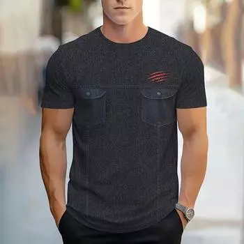 Летняя новая мужская футболка, модная, простая, градиентная, 3D-печать, топы с короткими рукавами, мужская дышащая одежда с круглым вырезом и короткими рукавами S