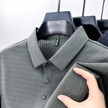 Летняя новая мужская футболка-поло, бесшовная, с эластичными лацканами, тонкая футболка, футболка с коротким рукавом для мужчин M