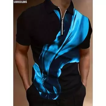 Летняя новая мужская футболка с застежкой-молнией, удобная и дышащая, с коротким рукавом, большой размер S