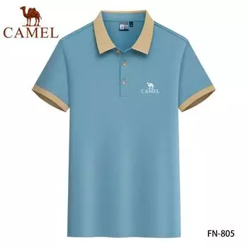 Летняя новая мужская и женская удобная и дышащая быстросохнущая рубашка поло Camel с вышивкой L темно-синий