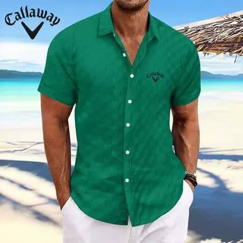 Летняя новая мужская клетчатая жаккардовая рубашка свободного покроя с короткими рукавами Callaway с вышивкой S
