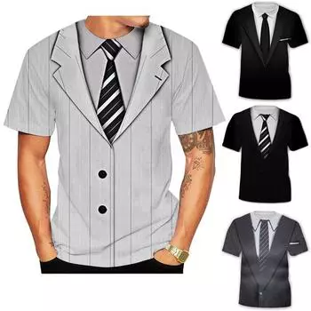 Летняя новая мужская модная повседневная футболка с короткими рукавами и короткими рукавами с 3D принтом S