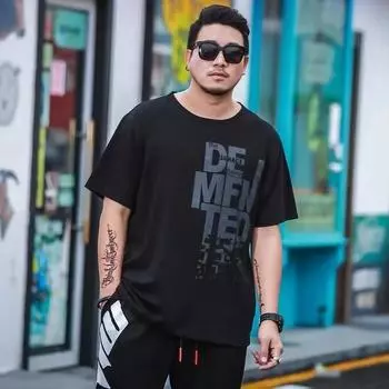 Летняя новая мужская одежда больших размеров, увеличенная хлопковая футболка с короткими рукавами, мужская свободная повседневная футболка, топы M