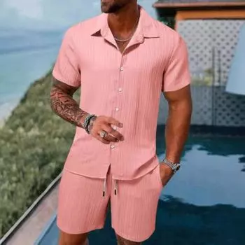 Летняя новая мужская одежда Поло повседневный свободный с коротким рукавом шорты спортивный костюм S