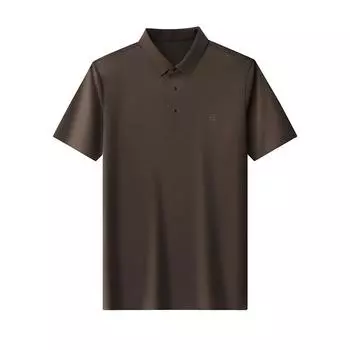 Летняя новая мужская однотонная повседневная деловая бесшовная не требующая глажки рубашка поло с коротким рукавом M