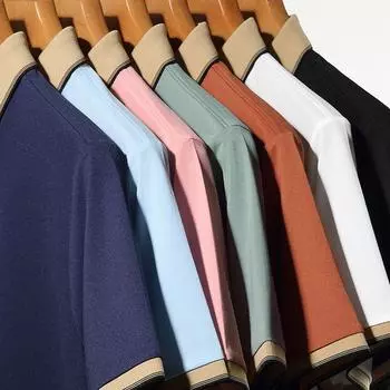 Летняя новая мужская однотонная рубашка поло, мужская футболка с короткими рукавами и лацканами, средне-зеленый модный топ с коротким рукавом M