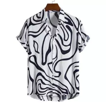 Летняя новая мужская повседневная модная рубашка с короткими рукавами большого размера с 3D-цифровой печатью S