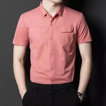 Летняя новая мужская повседневная в наличии Летняя молодежная хлопковая тонкая стандартная лацкан M