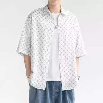 Летняя новая мужская рубашка мужская порт мода повседневная мужская рубашка с коротким рукавом мужская мода M