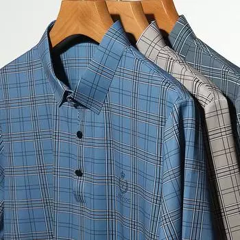 Летняя новая мужская рубашка поло в клетку с короткими рукавами, деловая повседневная футболка, топ для папы молодого и среднего возраста, мужская одежда M