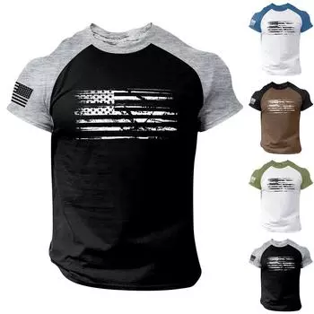 Летняя новая мужская рубашка реглан с коротким рукавом, независимый дневной принт, повседневная рубашка с верхом и низом L чёрный