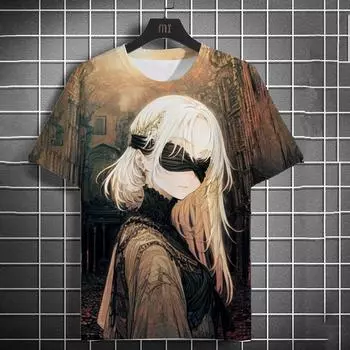 Летняя новая мужская спортивная модная повседневная футболка с коротким рукавом с изображением девушки из аниме, удобная дышащая футболка с принтом в стиле ретро с коротким рукавом S