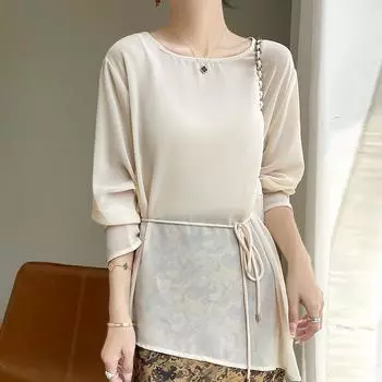 Летняя новая нестандартная одежда для защиты от солнца, легкая, дышащая, универсальная, утягивающая, с длинными рукавами, свободная блузка, топ M белый