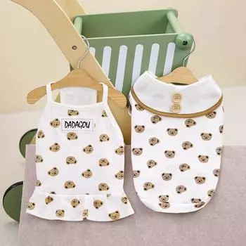 Летняя новая одежда для домашних животных, юбка для собак, тонкая домашняя одежда, одежда для маленьких собак, милый охлаждающий жилет с рисунком медведя для собак, одежда для щенков S